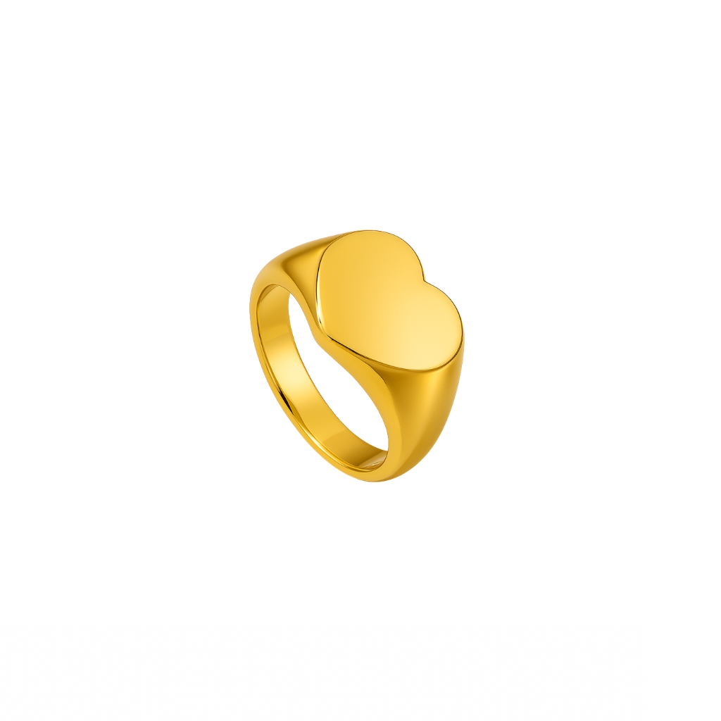 Wasserfester goldener polierter herz ring 18k vergoldet 