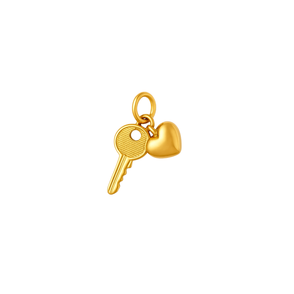 Goldene Schlüssel und herz für liebe Charm Anhänger 