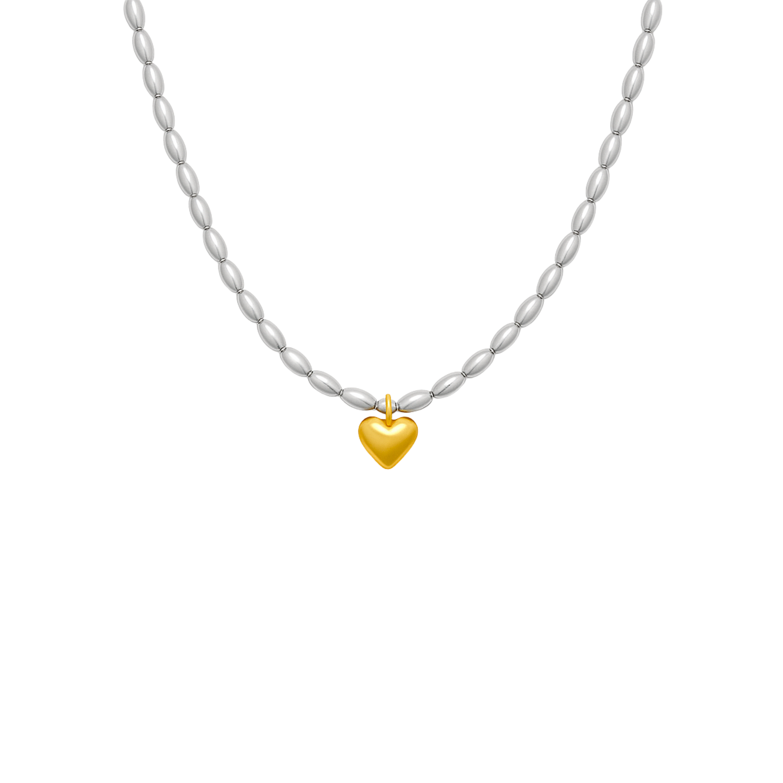 Silberne Halskette mit goldenem Herzanhänger