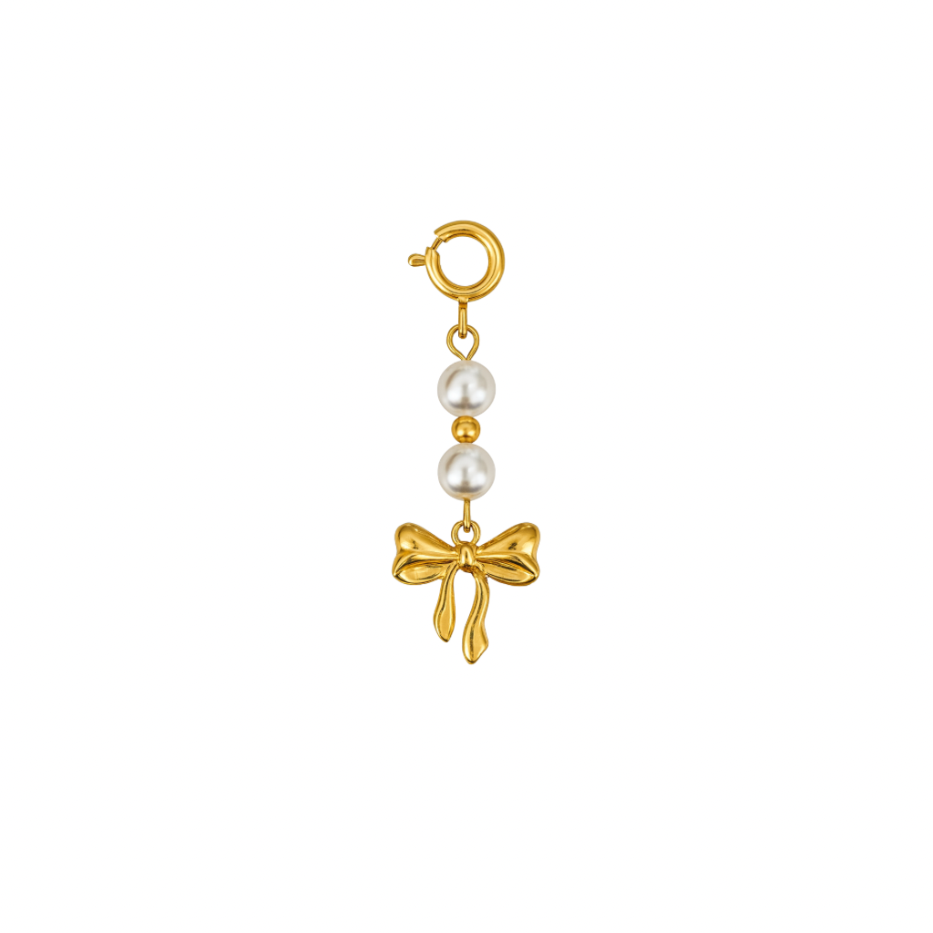 Goldener Taschen Accessoire mit schleife und perle